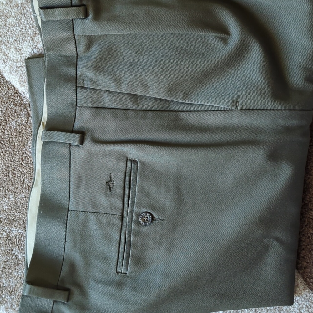 Two Pairs Of Dockers Brown CasuAnd Olive Green Dress Pants with Embroidered Logo